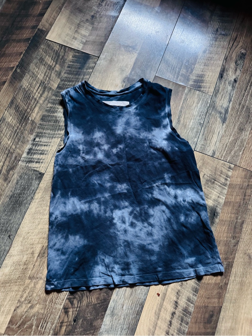 Allegra K Black and Gray Tie-Dye Muscle Tank
